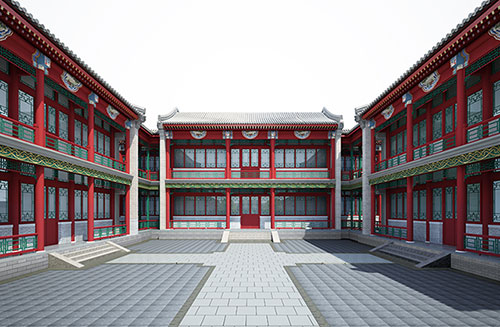 蛟河北京四合院设计古建筑鸟瞰图展示