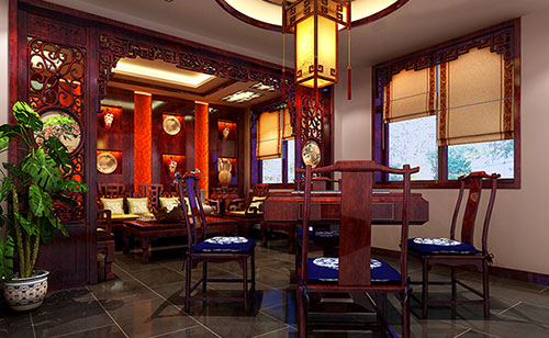蛟河古典中式风格茶楼包间设计装修效果图