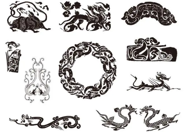 蛟河龙纹和凤纹的中式图案